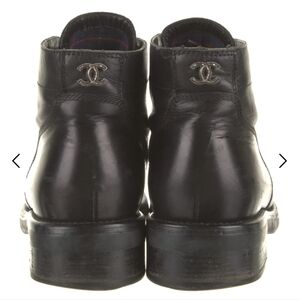 Chanel Combat Boots - Black Leather, CC Logo - Size 40.5, Runs Small